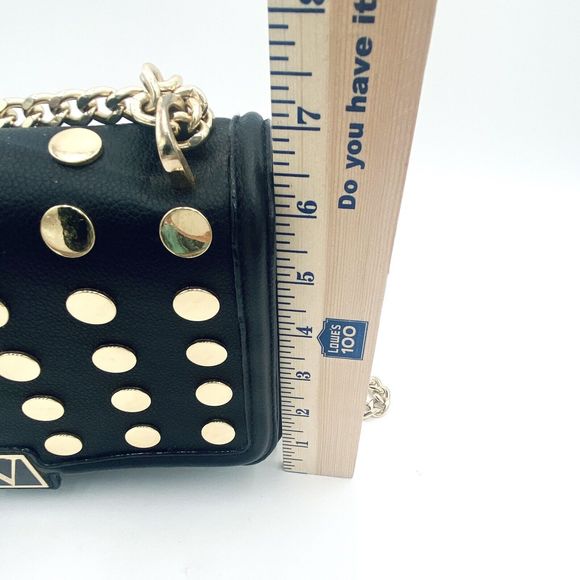 Victorias Secret Small Purse Black Gold Dot Stud Chain Crossbody Shoulder Purse - Picture 11 of 12